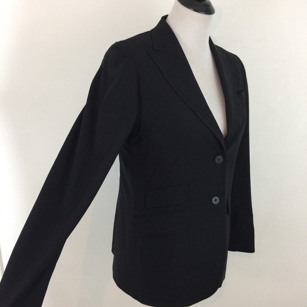 Talbots Jacket Blazer Black Lined Wool Blend Sz 6 - image 3